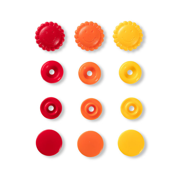 Druckknopf Color - Prym Love - Blume - 13,6mm - gelb/rot/orange