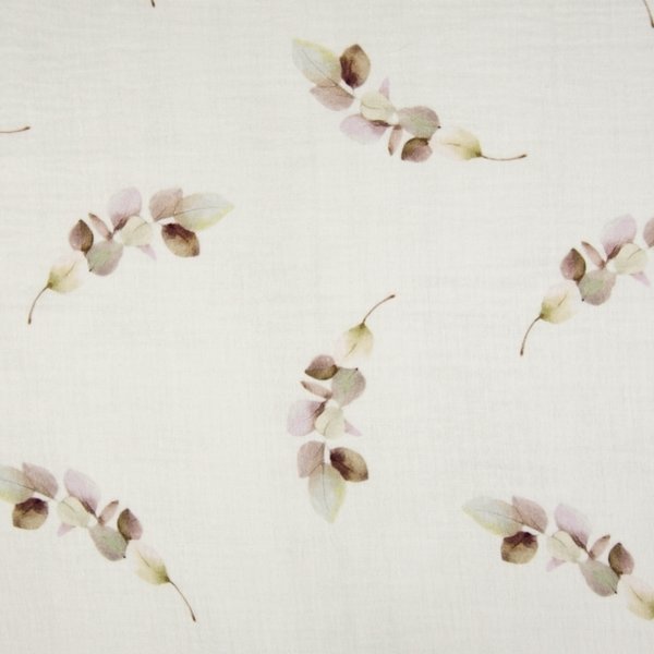 Musselin - Flowers Lilac Khaki (10cm)