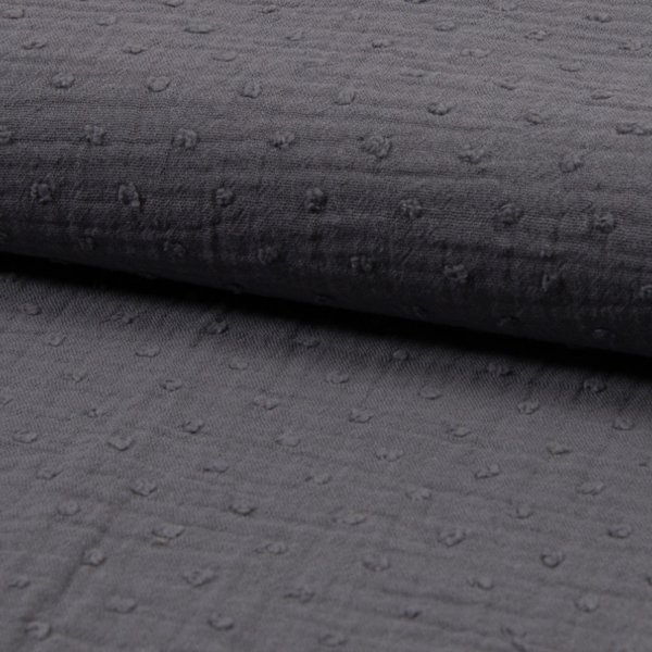 Musselin - Uni - Dobby - dark grey (10cm)