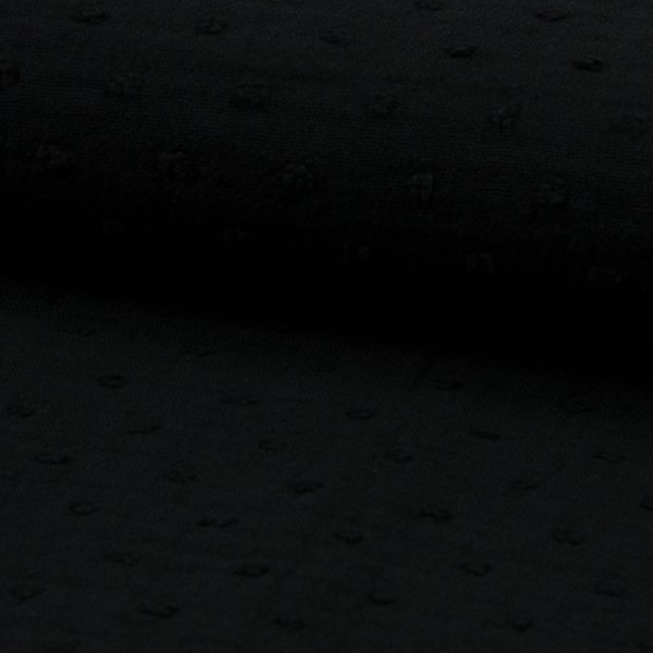 Musselin - Uni - Dobby - black (10cm)