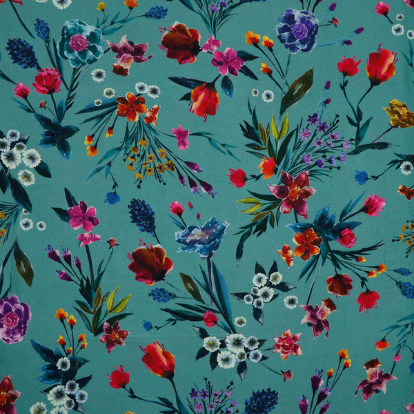 Viskose - Flowers - blue (10cm)