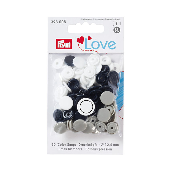 Druckknopf Color Snaps - Prym Love - 12,4mm - marine/grau/weiß
